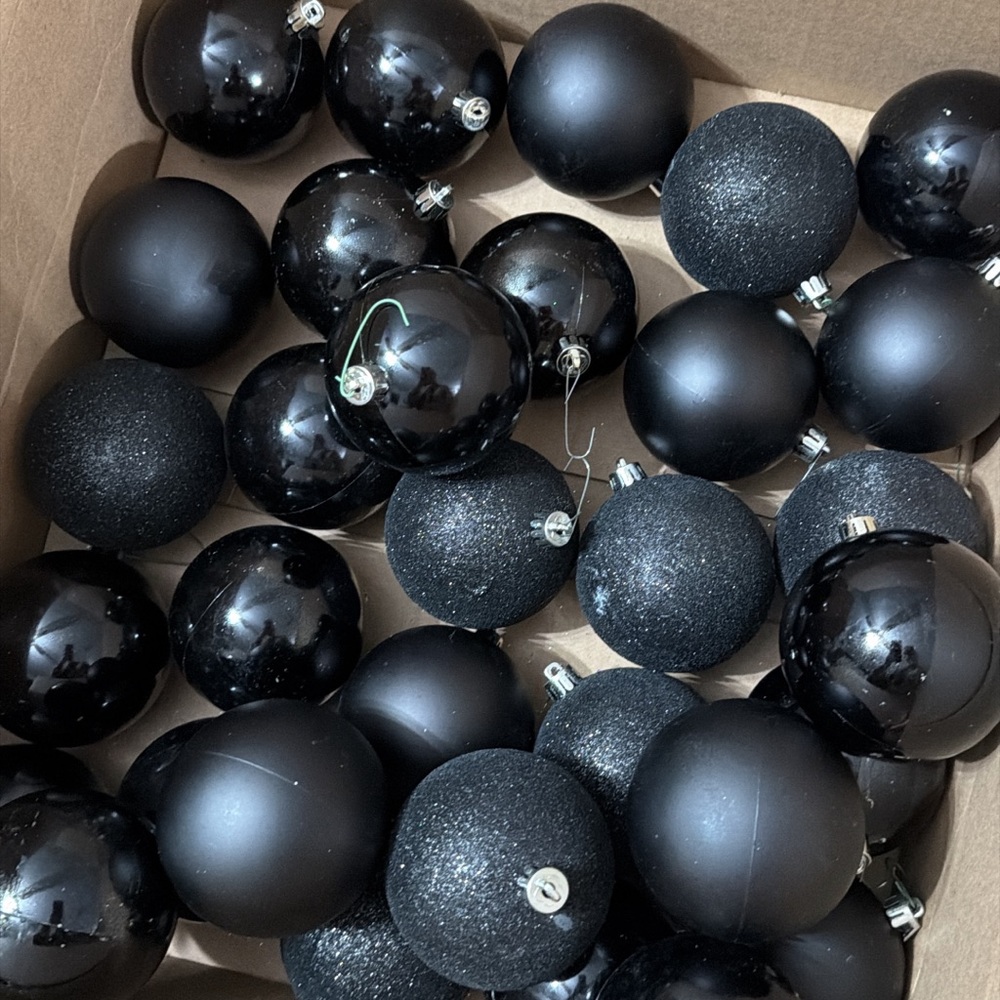 Black Christmas Ornaments Set of 32